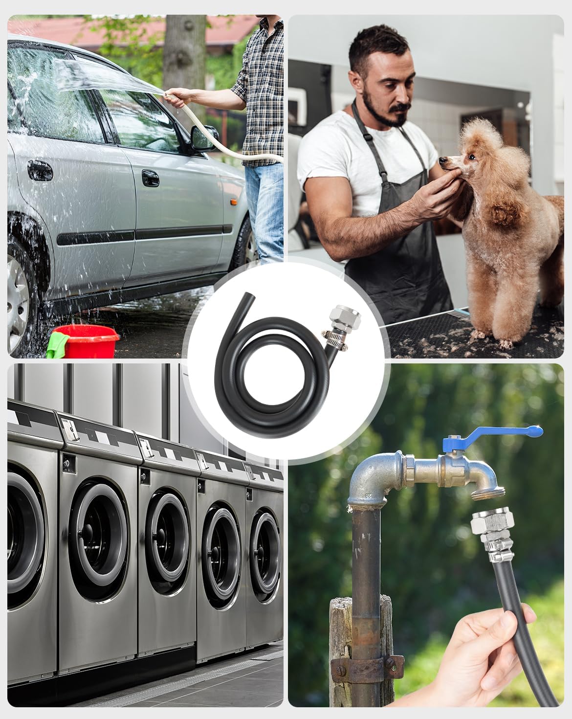 3/4" Mop Sink Hose, 2.4ft (29 inch) Heavy Duty Short Water Hose, Flexible Reinforced PVC with Stainless Steel Tightening Fixture for Mop Sink Faucet, Dehumidifier Drain, Household & Commercial