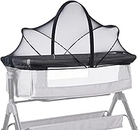 Vista 8 de Mosquitera para cuna de bebé para mantener a los insectos/insectos/gatos fuera, moisés para niños pequeños, cama de noche, red de seguridad con Negro