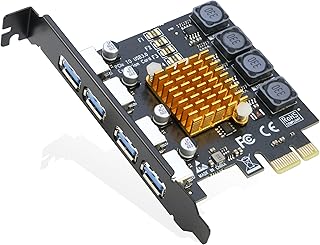 RIITOP USB 3.0 PCIe Card 4-Port PCI Express x1 to USB 3.0 Expansion Adapter Internal USB3 HUB on PC for Win 11/10 (No Addi...