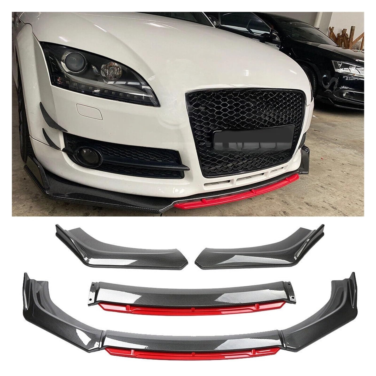 Kompatybilny z Audi TT RS 8N A3 8P A4 Zderzak przedni Spoiler Splitter Carbon Fiber Body Kits Akcesoria Osłona Ochraniacz Tuning