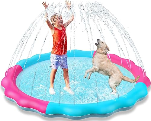 Miniatura 16 de Jasonwell - Almohadilla antideslizante para salpicaduras para perros para niños, piscina para cachorros, juguetes de agua al aire libre, patio