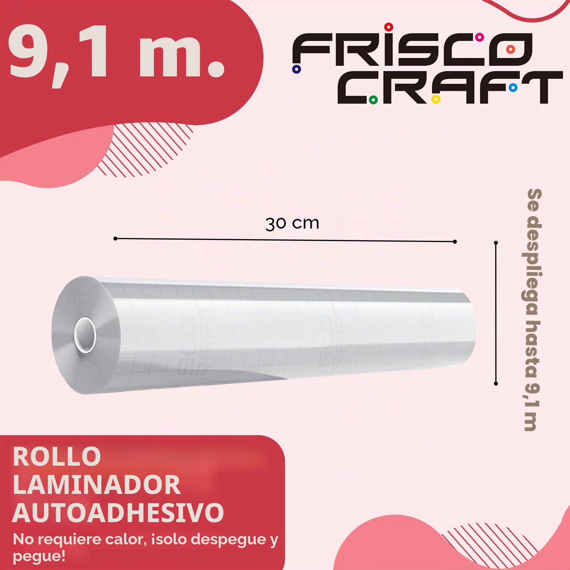 Frisco Craft Rollo de laminado autoadhesivo transparente brillante de 12 pulgadas x 30 pies | Láminas autolaminadas para calcomanías, calcomanías, fotos y más, sin sellado térmico, hojas transparentes