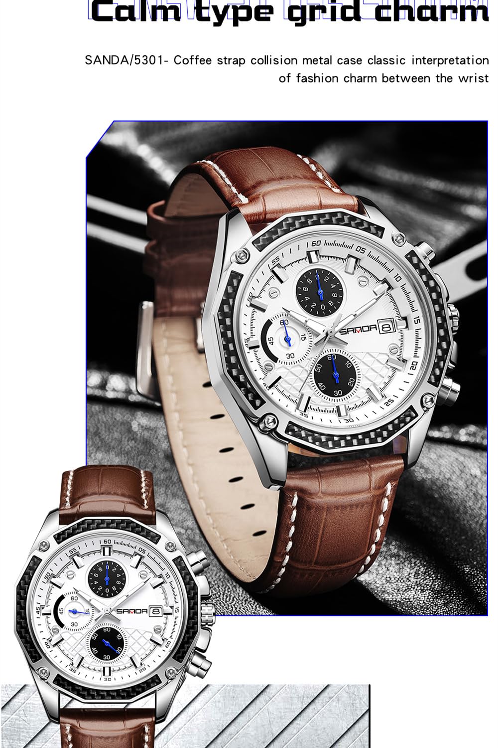 Uomo Orologio da Uomo per Gli Uomini Analogico Quarzo Orologi con Impermeabile Cronografo Calendario Cinturino in Pelle Acciaio Inox Orologio Classico Elegante Moda Orologio da Polso
