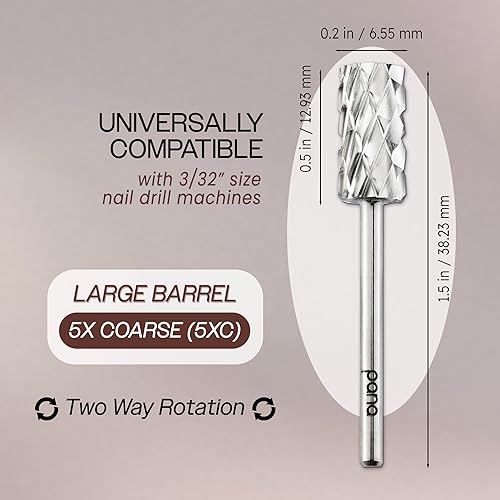 Vista 140 de USA PANA - Broca profesional de carburo de barril pequeño con parte superior plana, grano grueso 5X a grano extrafino, dorado, plateado, negro DLC