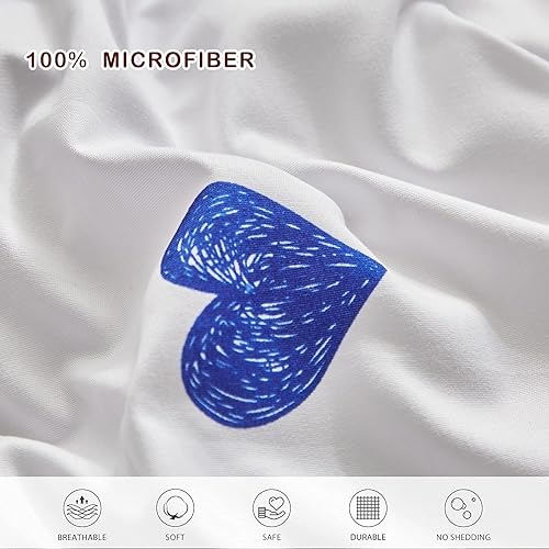 Miniatura 6 de Joyreap Juego de cama de 7 piezas tamaño Queen en una bolsa, diseño colorido de corazón negro y blanco, juego de edredón de microfibra suave para