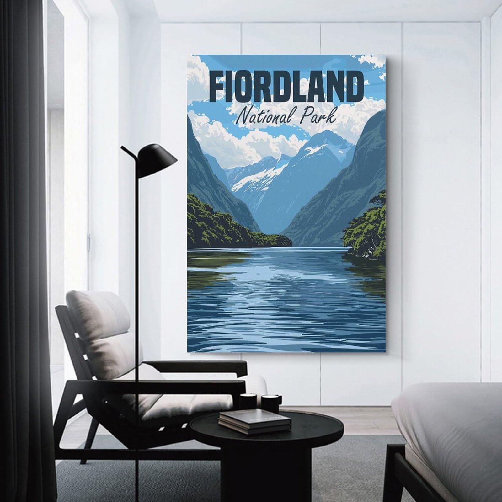 Junmoney Home Decor Wall Art Fiordland National Park, 24x36inch(60x90cm), for New Homes, Bedrooms Or Workspaces, Decorative Present for New Homes