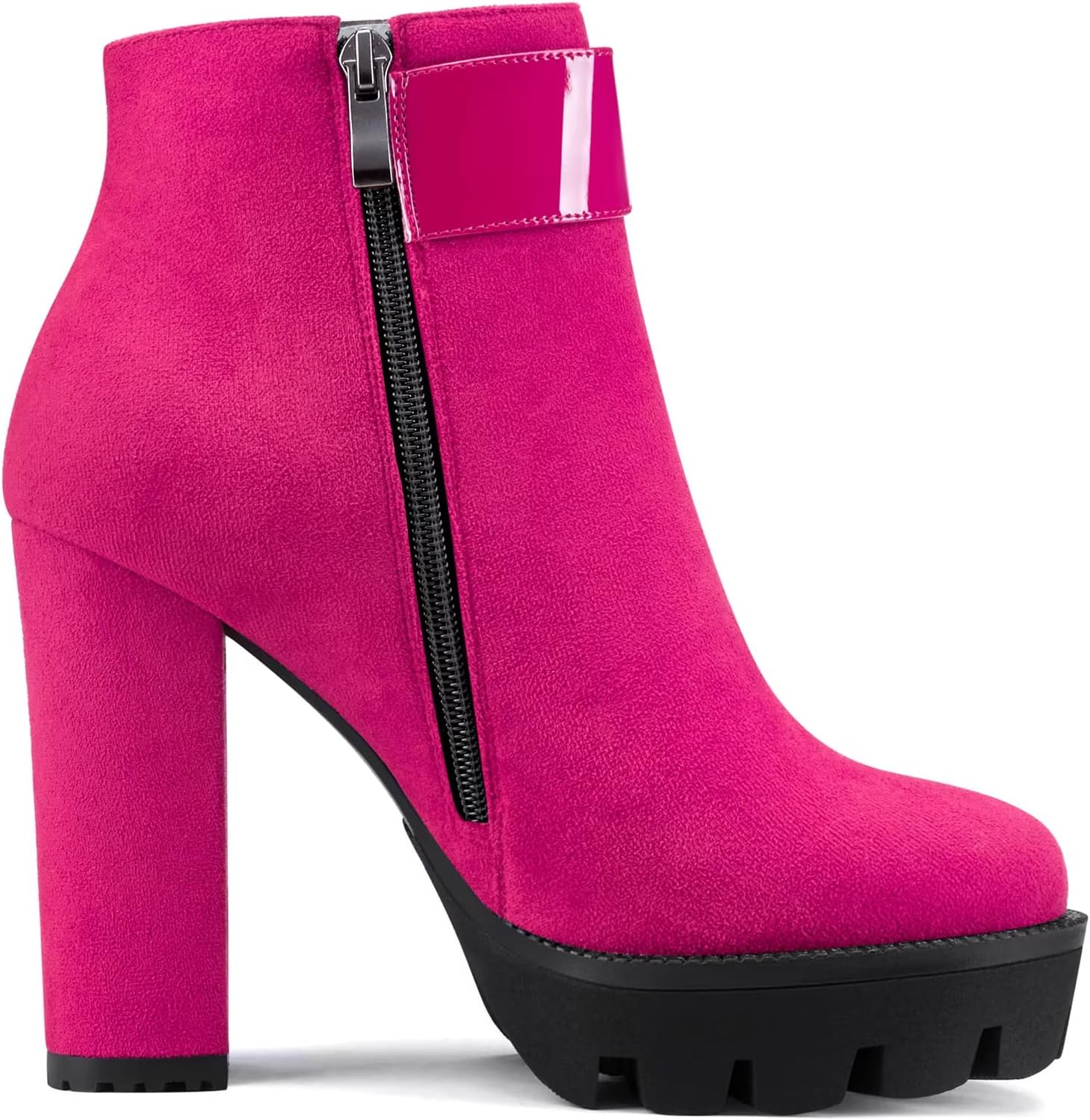 Castamere Women Chunky Block Platform High Heel Close Round Toe Ankle Boots Short Bootie Zipper Classic Boots