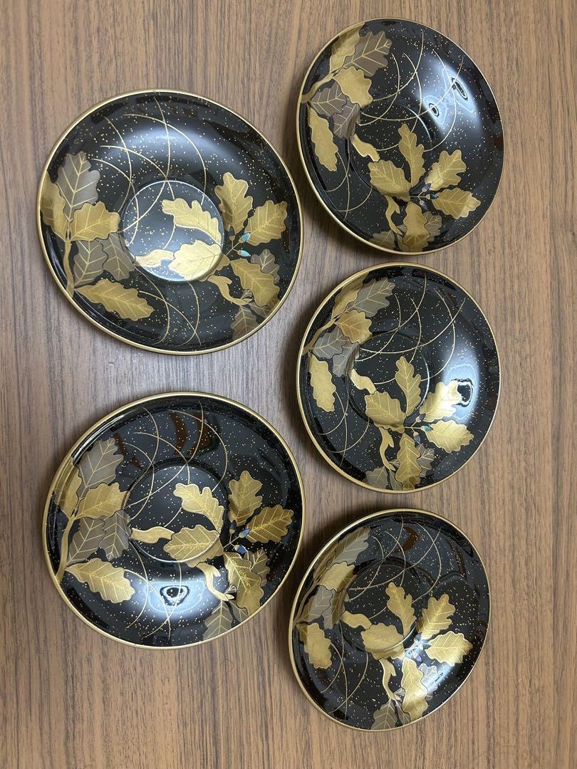 Amazon.co.jp: 輪島塗 金細工 螺鈿細工 茶托 5枚 : ホーム＆キッチン