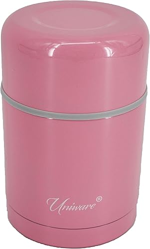 UNIWARE Contenedor sellado al vacío de doble pared rosa (20.3 fl oz), 4.0 x 4.0 x 6.1 pulgadas
