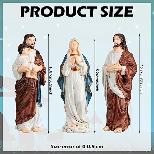Miniatura 3 de Soaoo 3 estatuas sagradas de Navidad con San José, niño Jesús, estatuas de María para regalo religioso, adorno de Navidad, decoración de regalo
