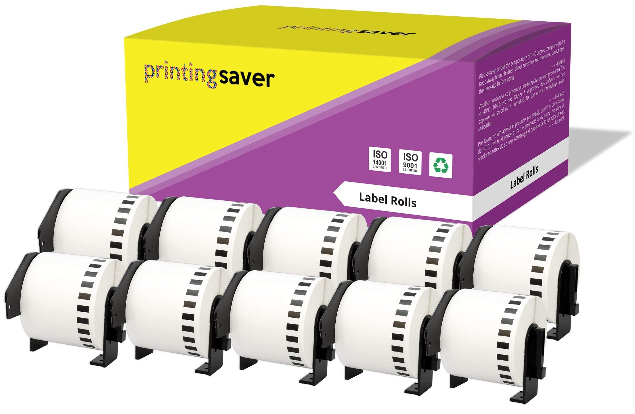Printing Saver 10 Ersatz Brother DK-22205 Weiße Adressetiketten Kompatibel mit P-Touch Brother QL-570 QL-500 710W 810W Brother Label Printer (62 mm x 30,48 m)