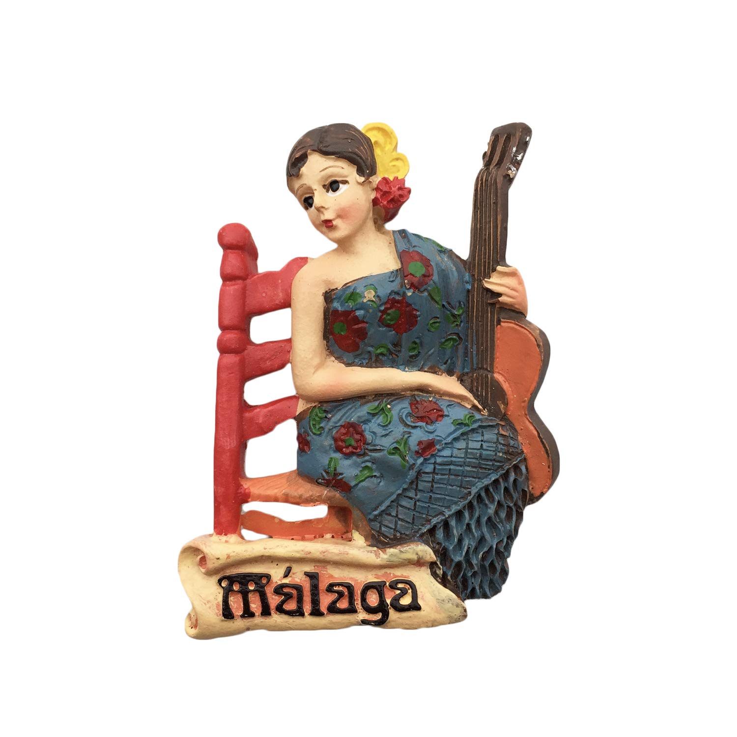 Wedarego Malaga Spain 3D Woman Refrigerator Magnet Resin Travel Souvenirs,Handmade Home & Kitchen Decoration Malaga Fridge Magnet Collection Gift