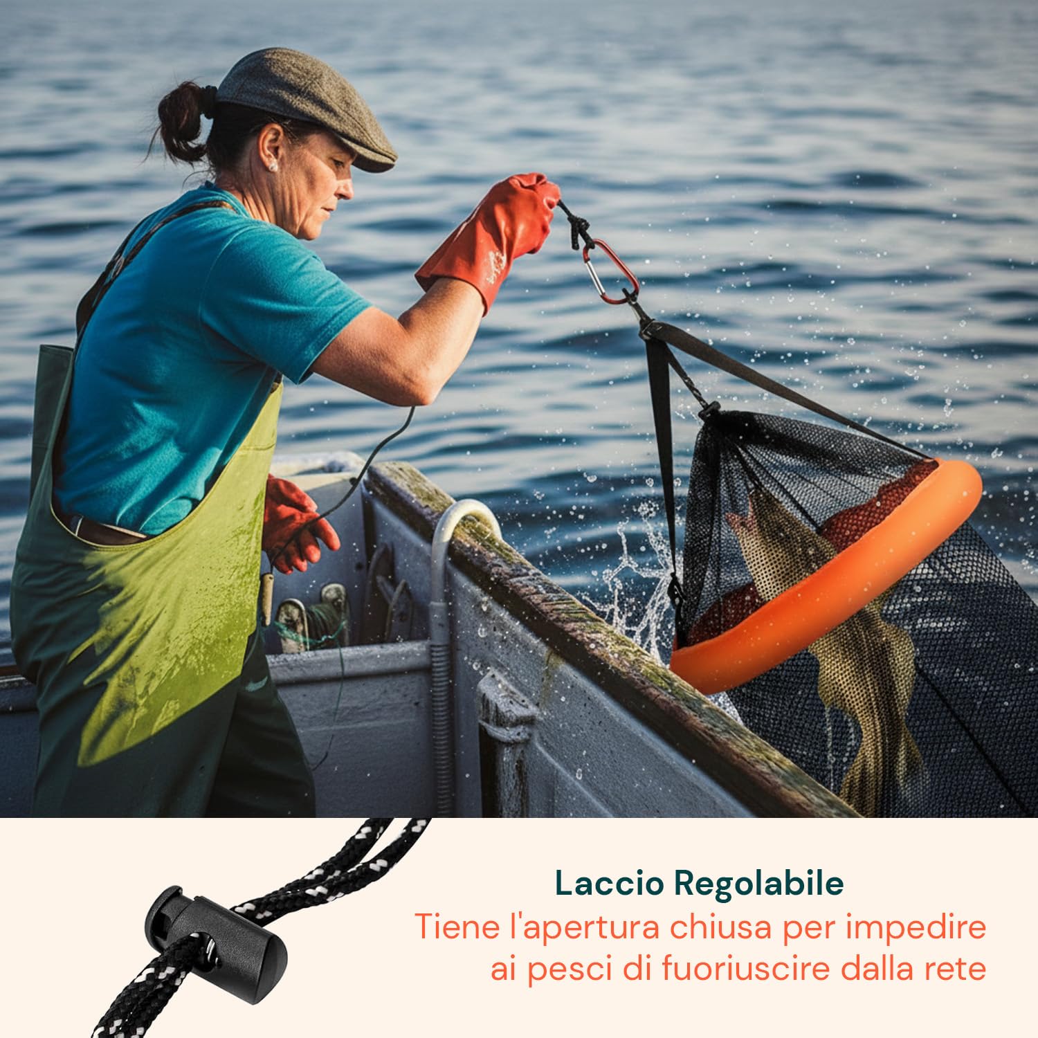 Avilia – Rete da Pesca Portatile Profonda 75 cm - PP Resistente per Pesca Sportiva e Ricreativa, Facile da Utilizzare e Trasportare con Cassa Inclusa, Ideale per Pesca in Mare e Acqua Dolce