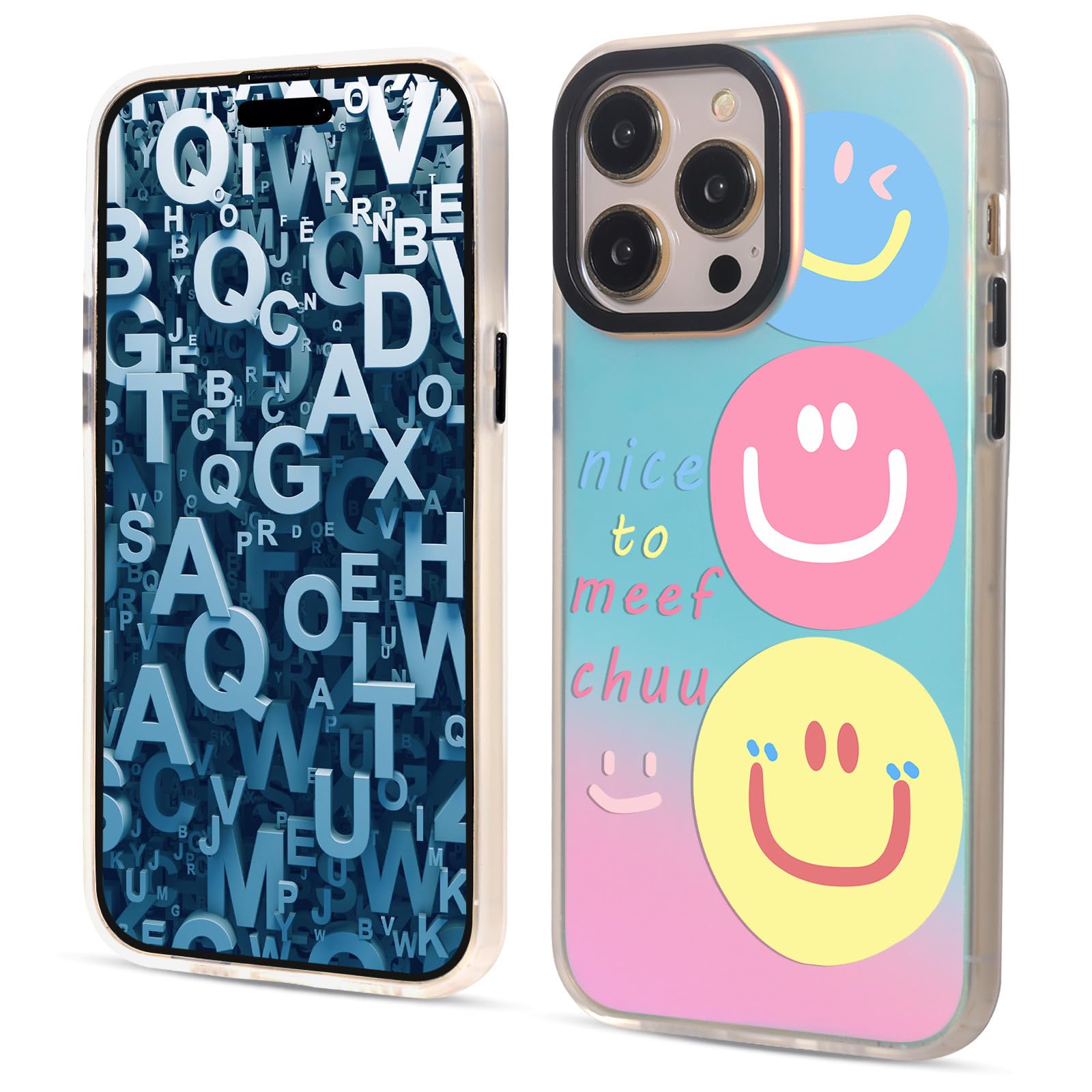 Cover IPhone 15 Pro 6.1'' Custodia Laser Iridescente: Morbido TPU E PC Rigido, Protezione Anti-Urto Con Effetto Arcobaleno