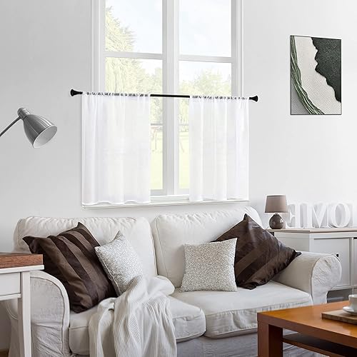 Miniatura 5 de MRTREES Cortinas transparentes para cocina, color blanco