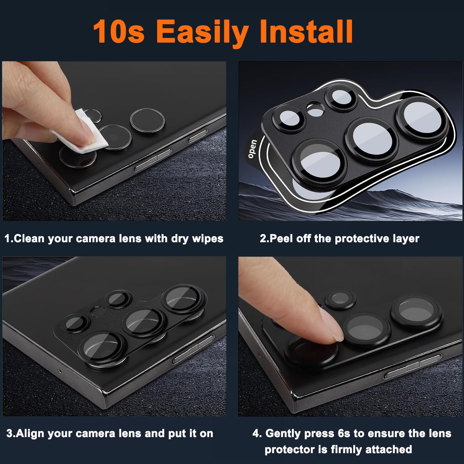 COJOC Protector de lente de cámara para Samsung Galaxy S25 Ultra, cobertura completa, antiarañazos, aleación mate, vidrio templado, protector de pantalla para cámara trasera Galaxy S25 Ultra, gris