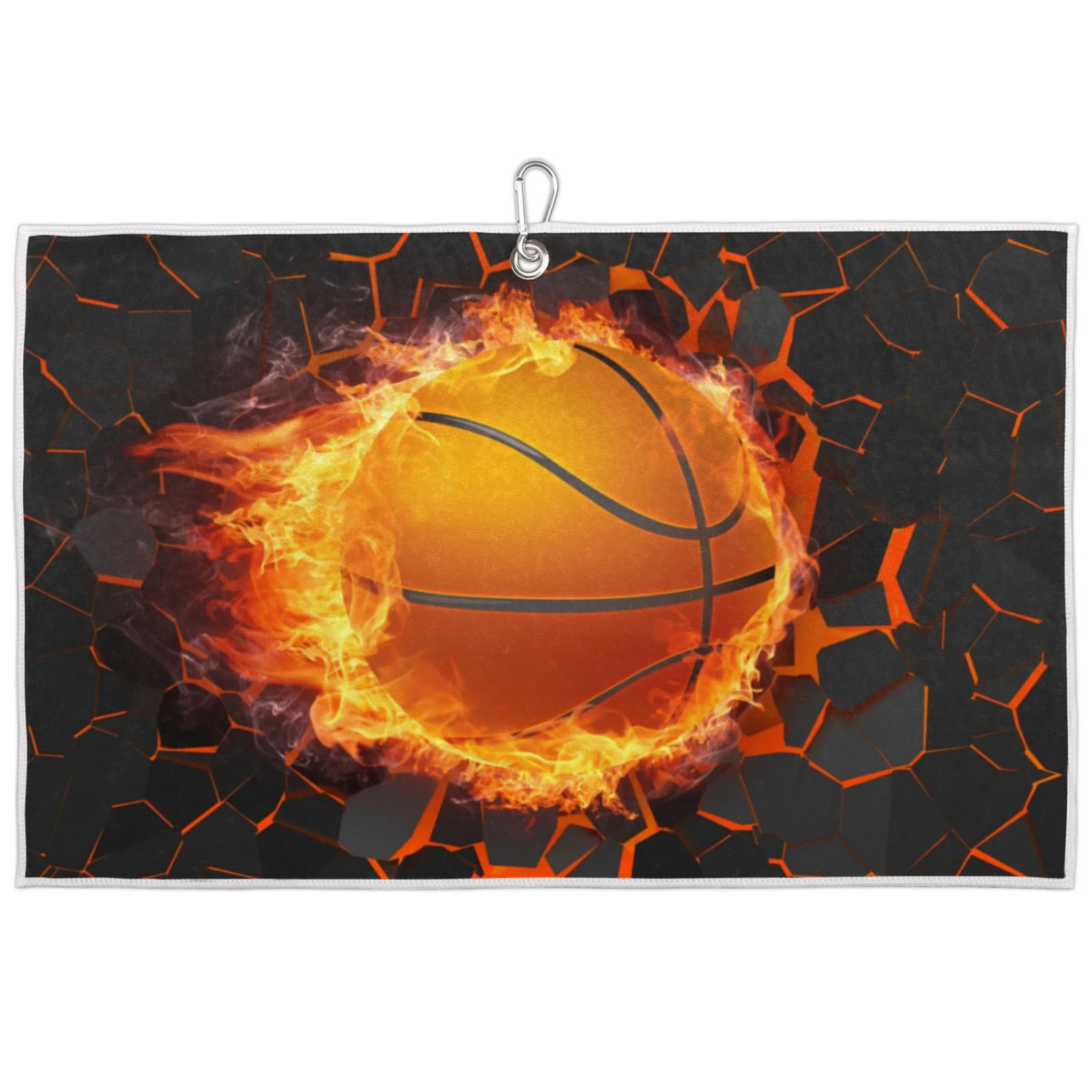 SinSenMa Basketball 3D Gym Towels Quick Drying Absorbent Sport Towel with Hook Loop Closure for Fitness, Yoga, Swimming, Sports, Workout Gifts