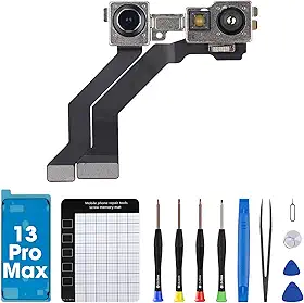 Para iPhone 13 Pro Max Câmera Frontal Substituição Nova Câmera Frontal OEM 12MP Módulo de Lente Frontal Transmissor Receptor de Luz Reparação Kit de Ferramentas de Reparação para A2641 A2643
