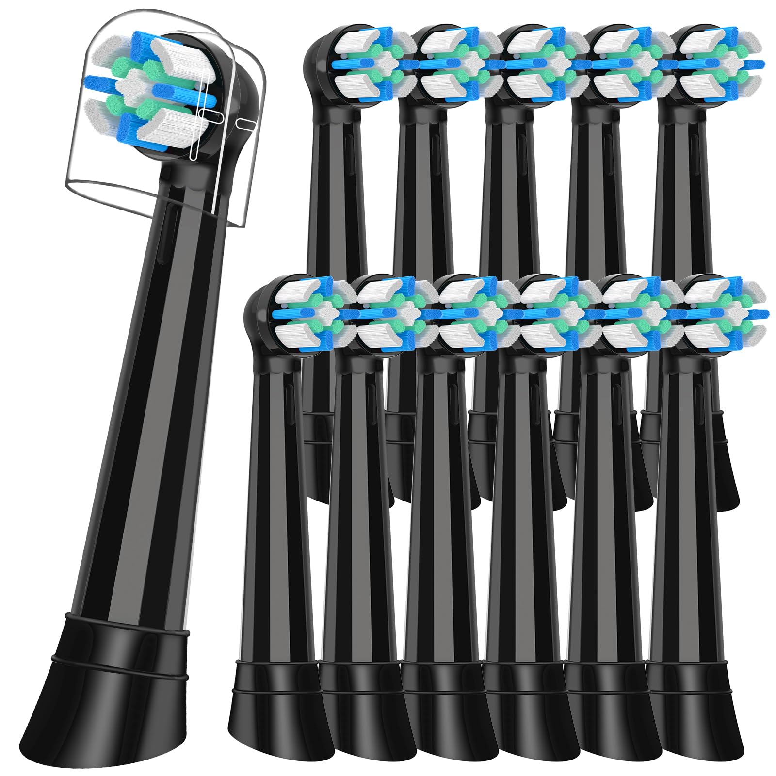 12 Testine di Ricambio Compatibili con Oral B IO 3N/3/4/5/6/7/8/9/10 Series Spazzolino elettrico IO, testina Spazzolino Compatibile con Oral B IO (Nero)