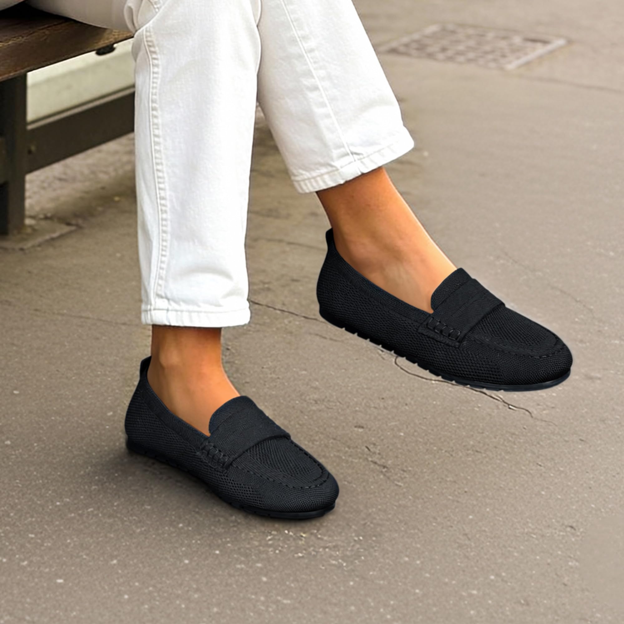 DREAM PAIRS Mocasines para Mujeres Penny Tejidos Mocasines Casual Cómodos Slip On Planos para Trabajo Negocios y Caminatas