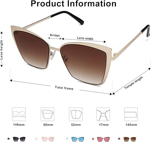 Miniatura 3 de SOJOS Cateye SJ1086 - Gafas de sol para mujer diseño de espejo tamaño más grande