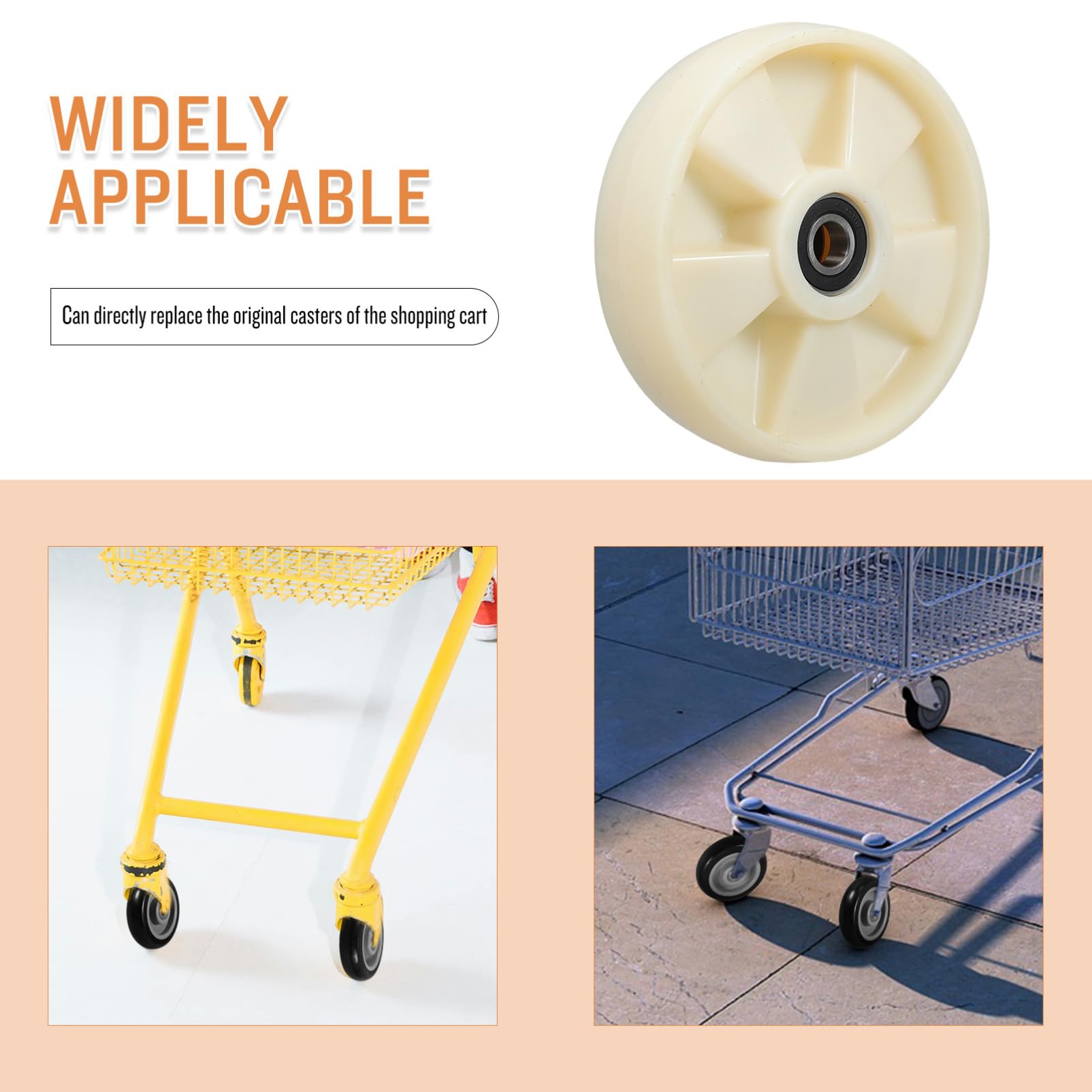 SOLUSTRE Nylon Hubwagenräder mit Kugellagern und Schwenkfunktion für Palettenwagen in Logistikzentren und Supermärkten 200x50 Mm Achse 47mm
