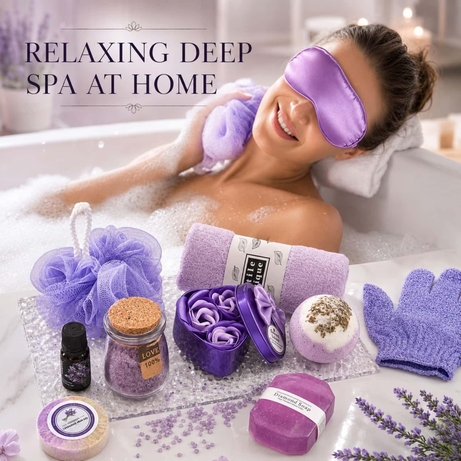 Adventskalender 2025 Erwachsene Frauen - 24 Tage Weihnachten Adventskalender für Mama, Frau, Freundin, Schwester, Sie - Lavendel Spa Geschenke Korb Set Enthält Kaffeetassen, Duftkerze, Badesalz, Seife