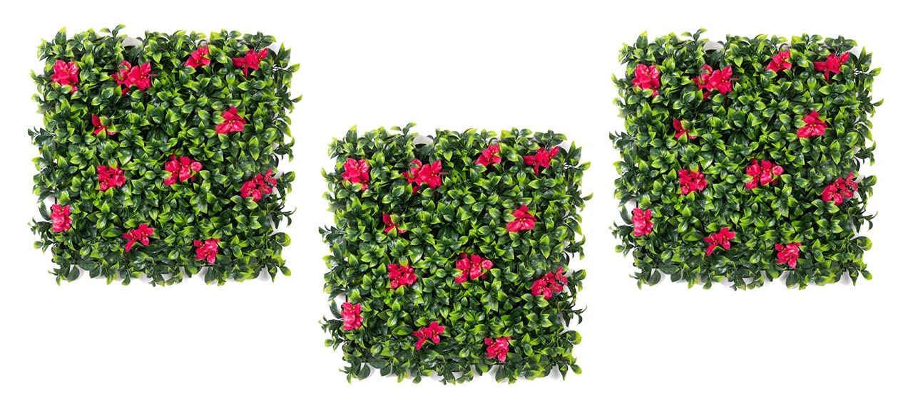 BeautifulWalls Plastic Artificial Wall Grass For Home Decoration(3 Pcs) I Grass Mat For Wall I Vertical Garden Artificial Wall Plants(Lemon Green With Large Red Flowers, 50Cm X 50Cm X 5Cm, Pack Of 3) (B099QJ1QQY) Amazon Price History, Amazon Price Tracker