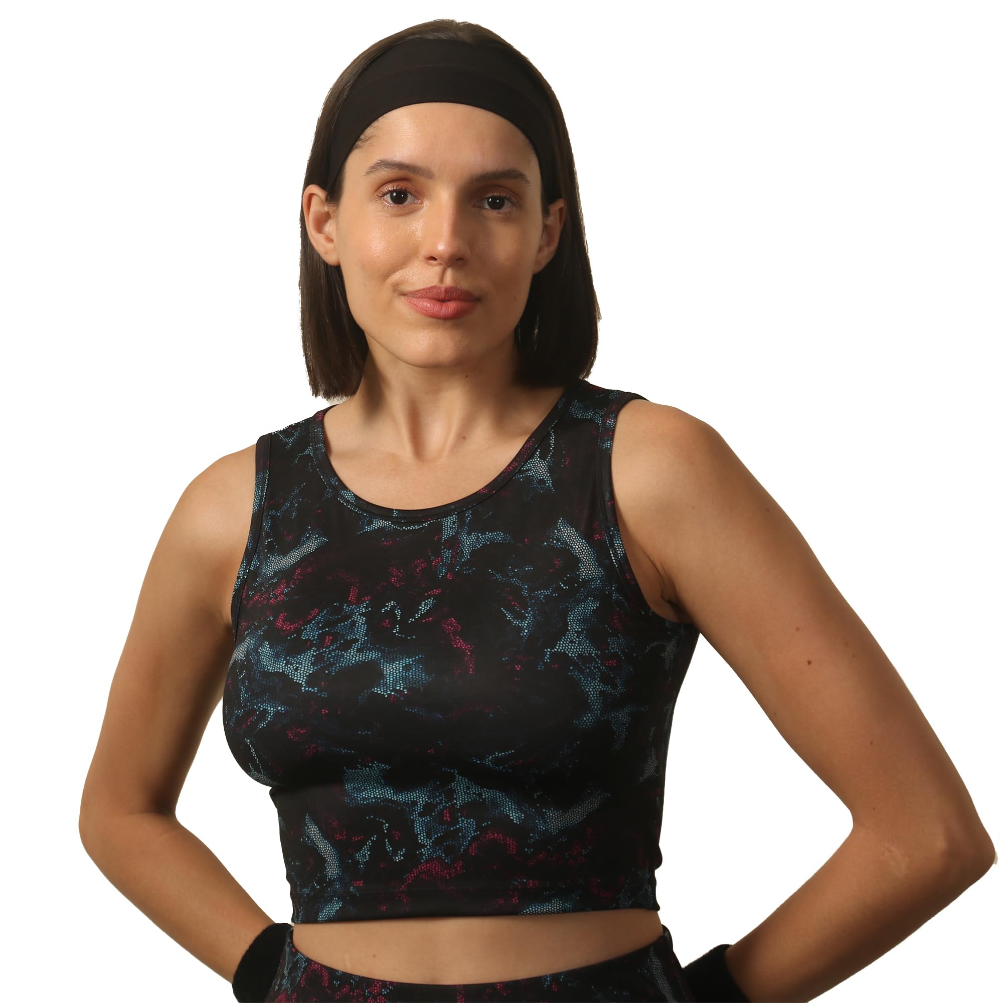 soie Women's Sleeveless Quick Dry Printed Athleisure Crop Top-picture-24