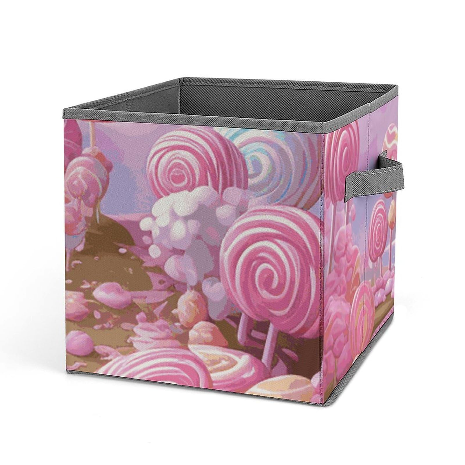 Bacs de rangement pliables en tissu rose avec poignées pour vêtements et placards