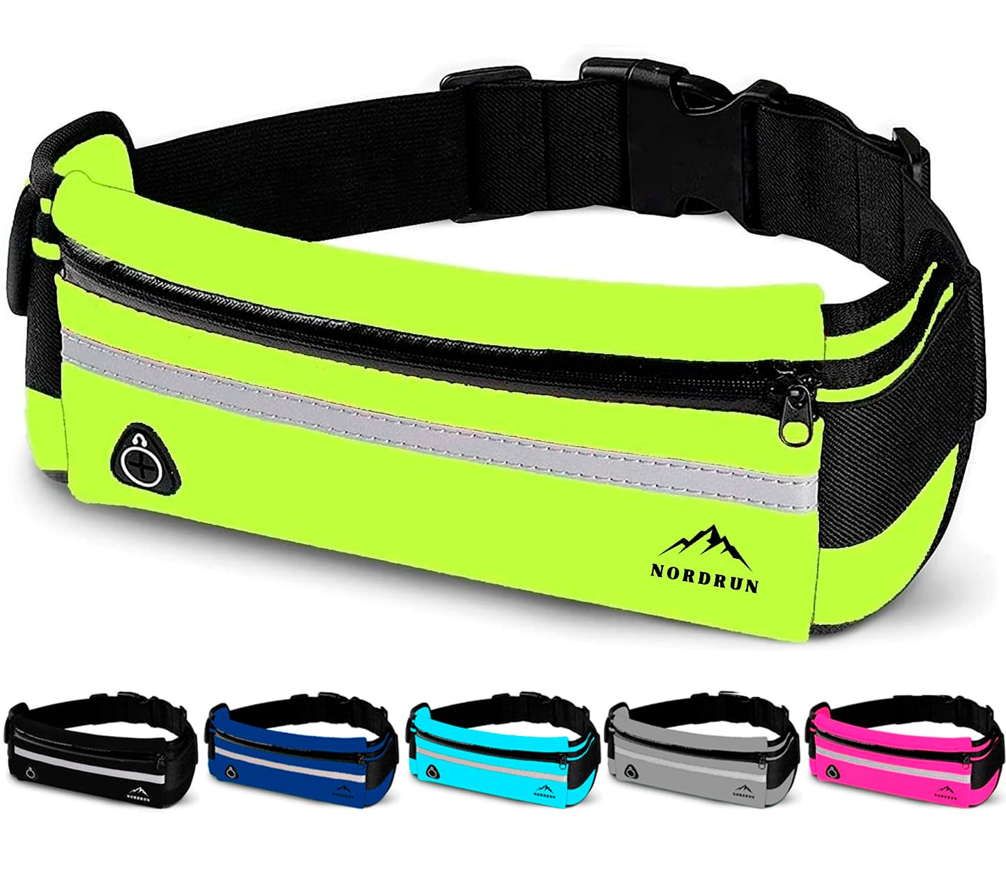 Nordrun® Laufgürtel für alle Handys | Verstellbarer und Wasserdichter Handytasche Joggen | Laufgürtel Handy | Running Belt | Handyhalterung Joggen | Laufen Zubehör | Lauftasche (Grün)