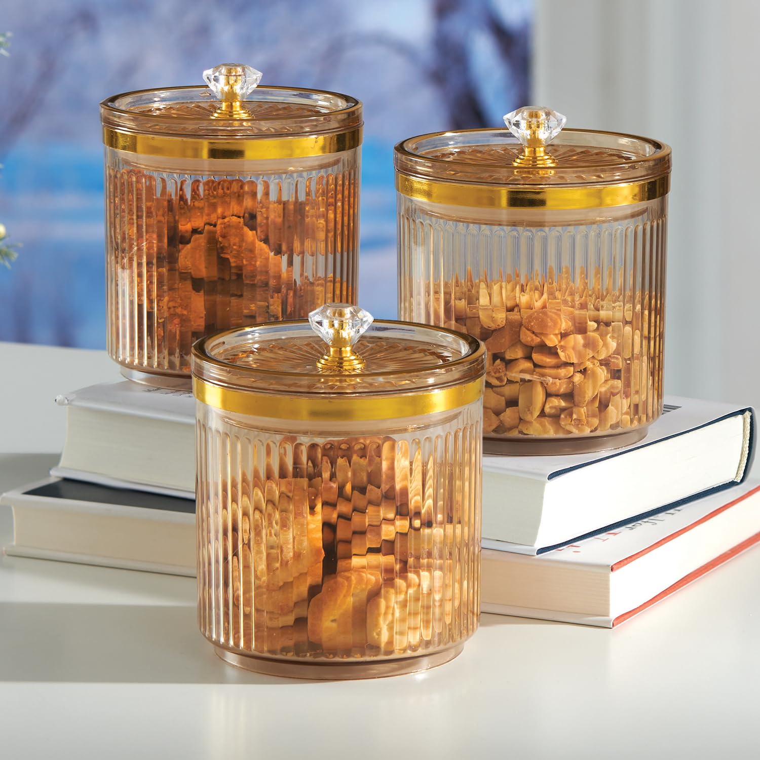Coopers Of Stortford Gold Set Of 3 Snack Canisters Storage Jars