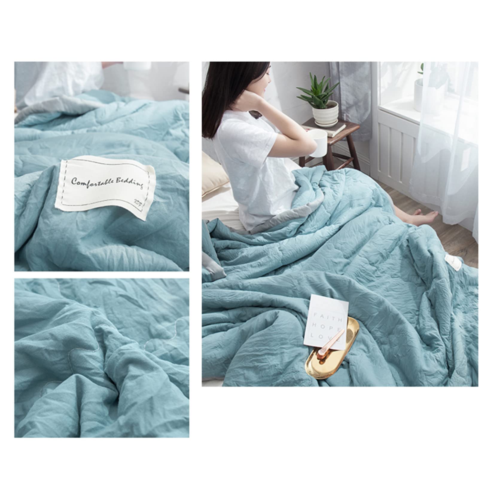 Amazon｜夏がけ布団 200*230 無地 掛けぶとん 夏用キルケット コットン