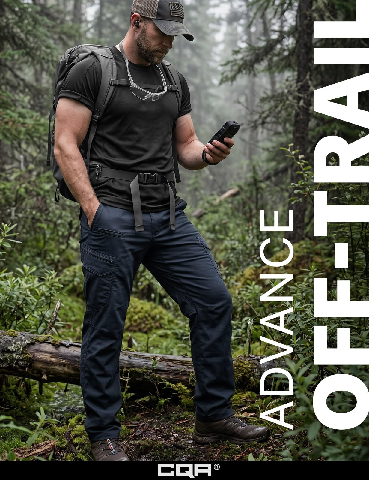 CQR Men's Quick Dry Tactical Pants, Water Resistant Outdoor Pants, Lightweight Stretch Cargo Work Hiking Pants — view 4