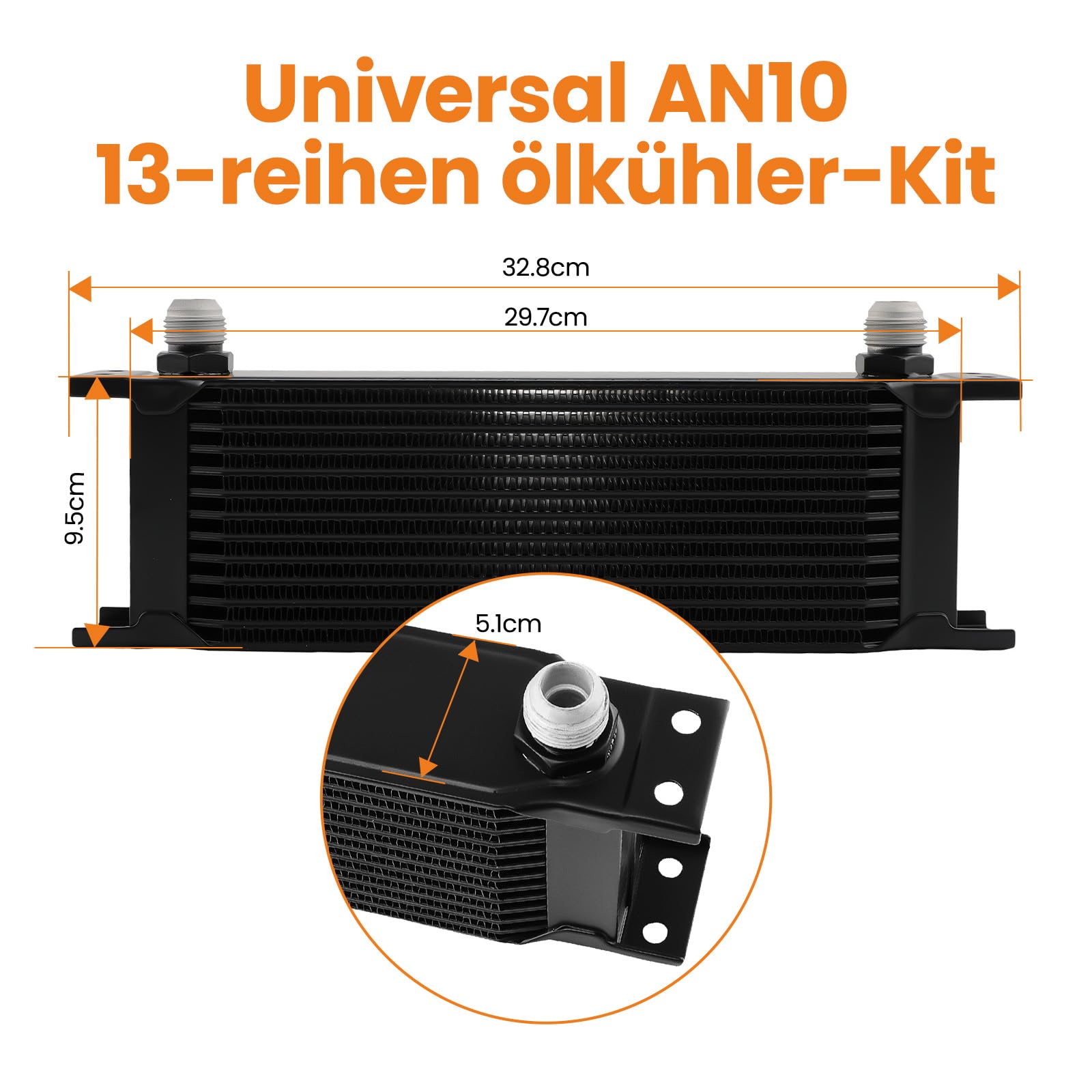 maXpeedingrods Radiatore olio 13 serie AN10 universale motore trasmissione radiatore olio 3/4 "UNF16 kit tubi nero