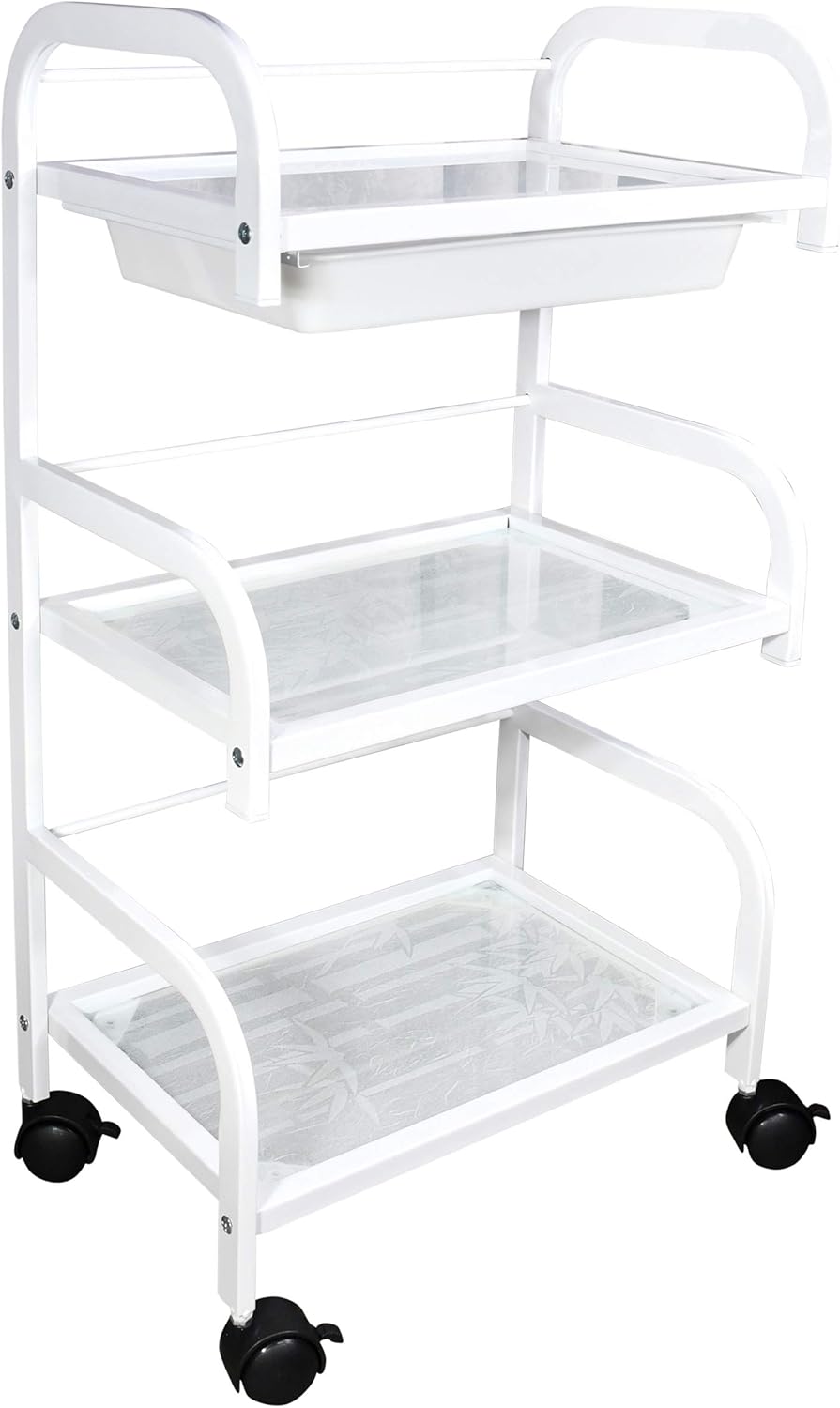 Amazon.co.jp AMT Supply LLC ミールフレーム ローリングトロリーカート 3段 引き出し1つ付き 収納用 棚