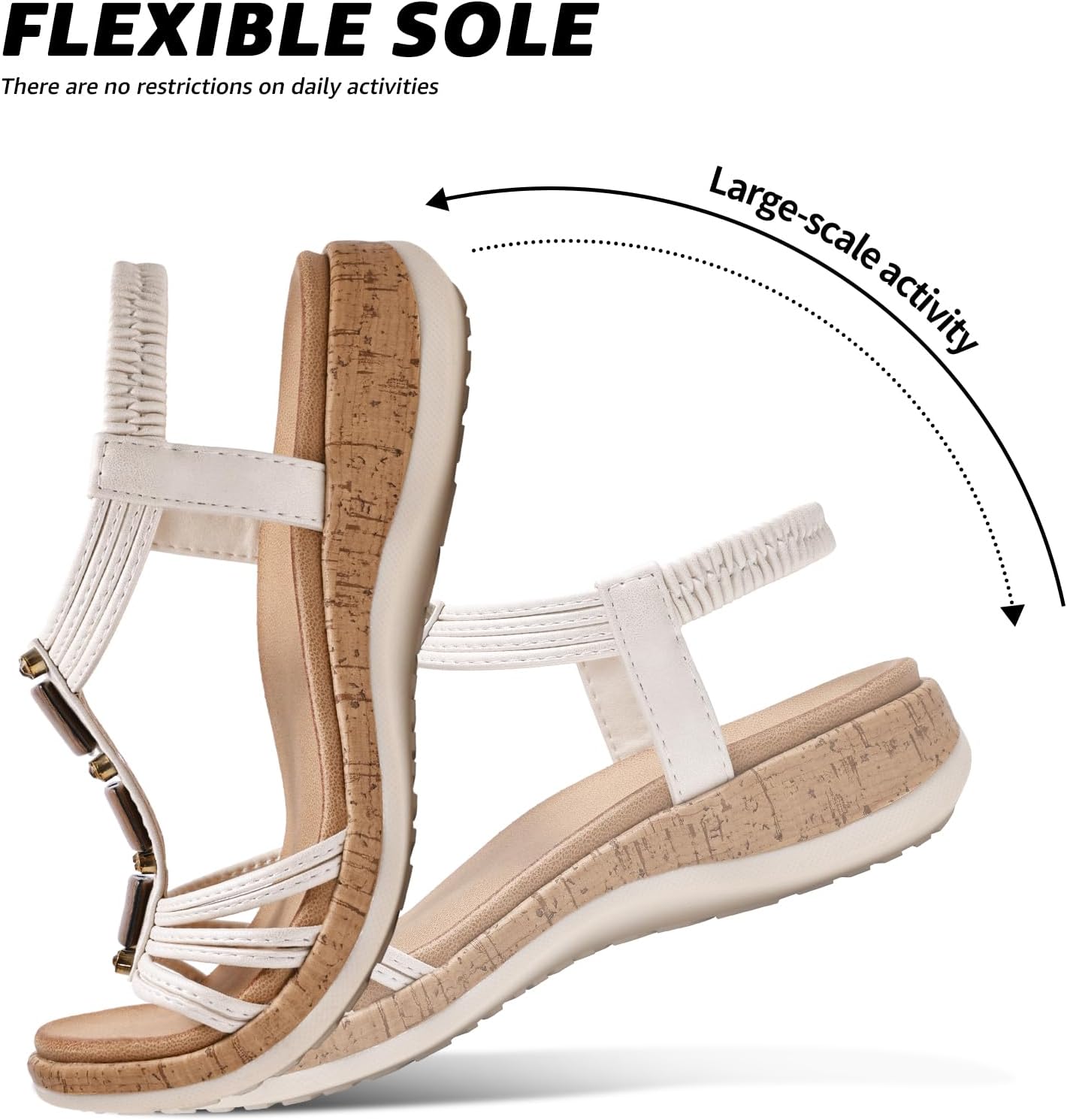 Littleplum Women Flats Sandals Arch Support Open-Toe Casual Summer Low Wedge Shoes for Daily Beach Walking Dressy Comfy Sandals - Image 5