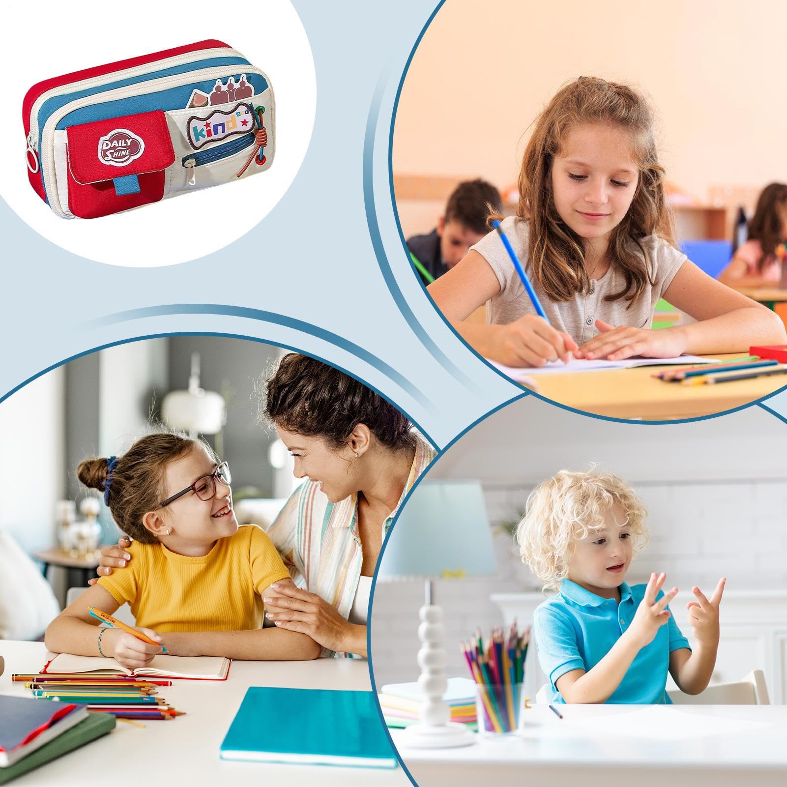 Astuccio Scatola Per Matite | Borsa Penne Stile Vintage con Cerniera Grande Capacità per Scuola Università Viaggio Trucco Porta Oggetti Per Cancelleria