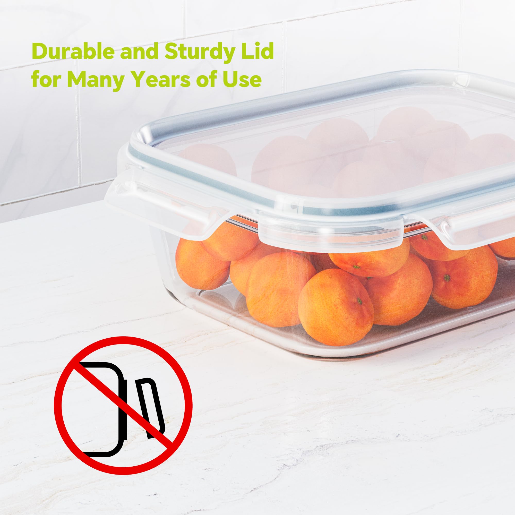 Confezione da 5 contenitori per alimenti in vetro borosilicato con coperchio, impilabili, ermetici, per pranzo e avanzi, senza BPA e a prova di perdite, per microonde, forno, lavastoviglie