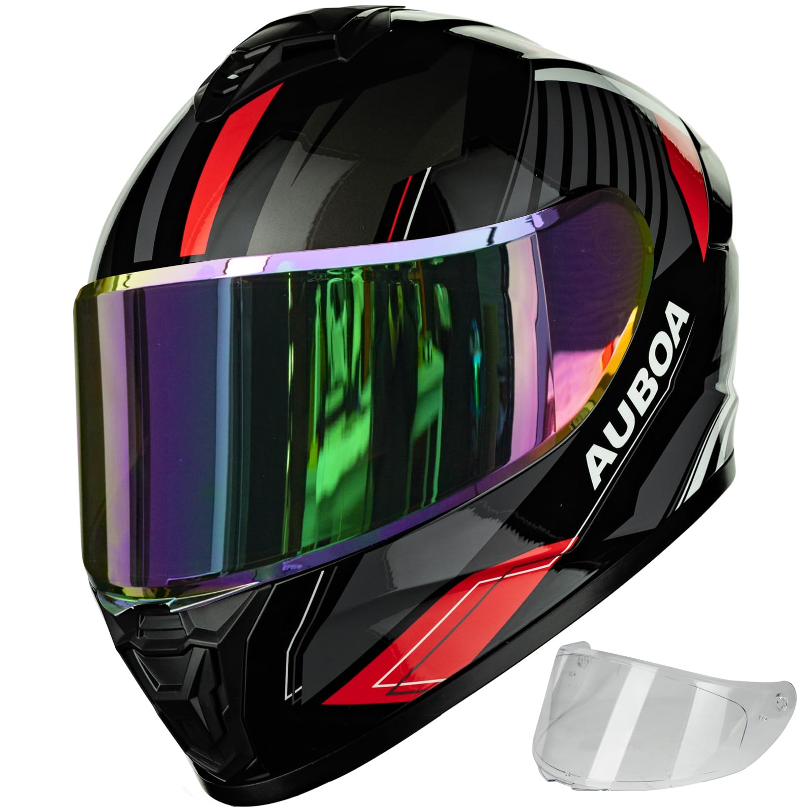 Motorcycle Helmets for Adult Men Women, Full Face Lightweight Street Bike  Racing DOT Helmet with Extra Clear Visor Model AU-T801 Red Black, X-Large
