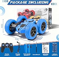 Vista 6 de Coche de control remoto, juguetes de autos RC para niños de 6 a 12 años, camión de acrobacias RC de 2.4 GHz con giros de doble cara de 360°, Azul