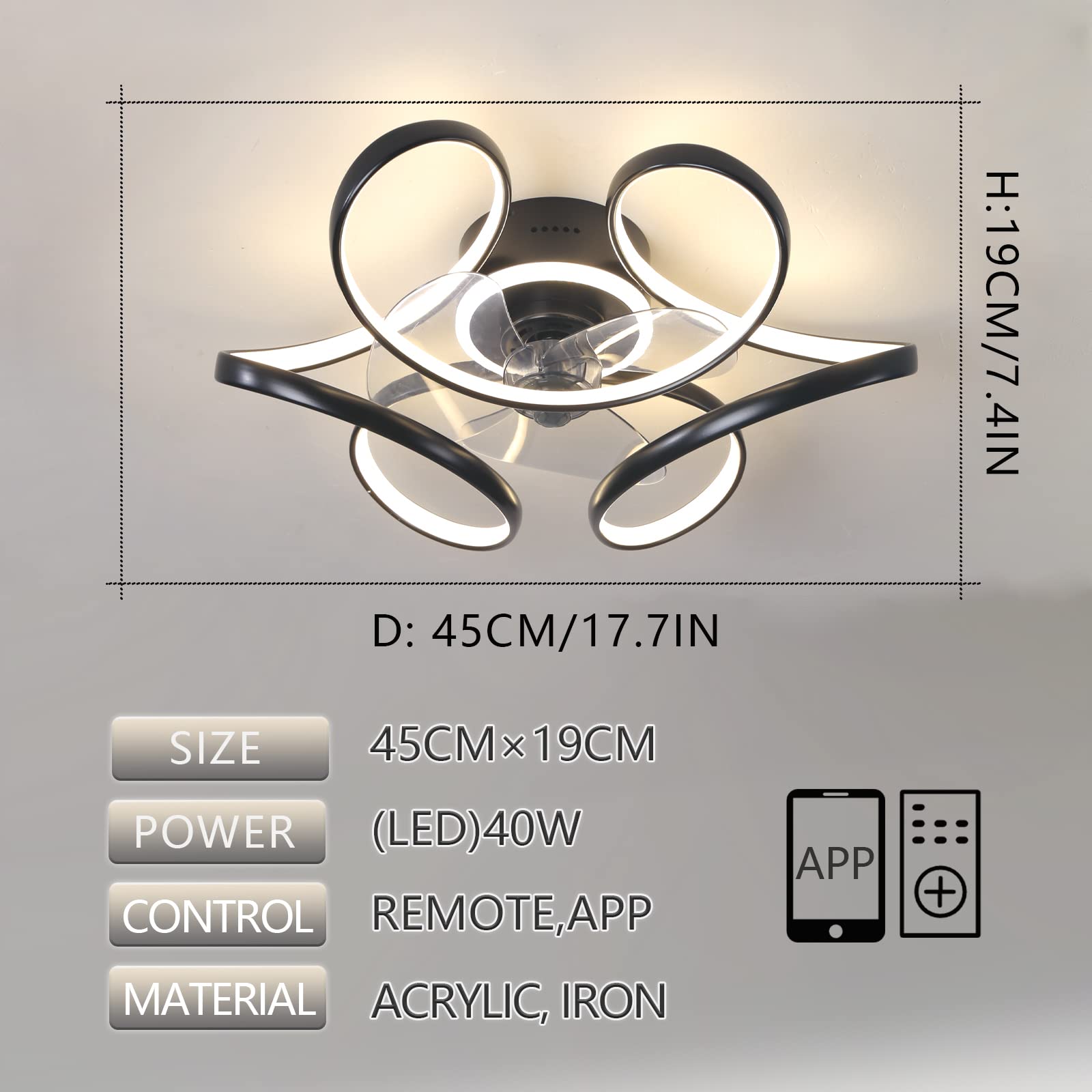Wentylator sufitowy DC z pilotem zdalnego sterowania i regulowanym i odwracalnym światłem do pokoju dziecięcego, funkcja timera, nowoczesny design, moda zimowa/letnia, biała lampa sufitowa