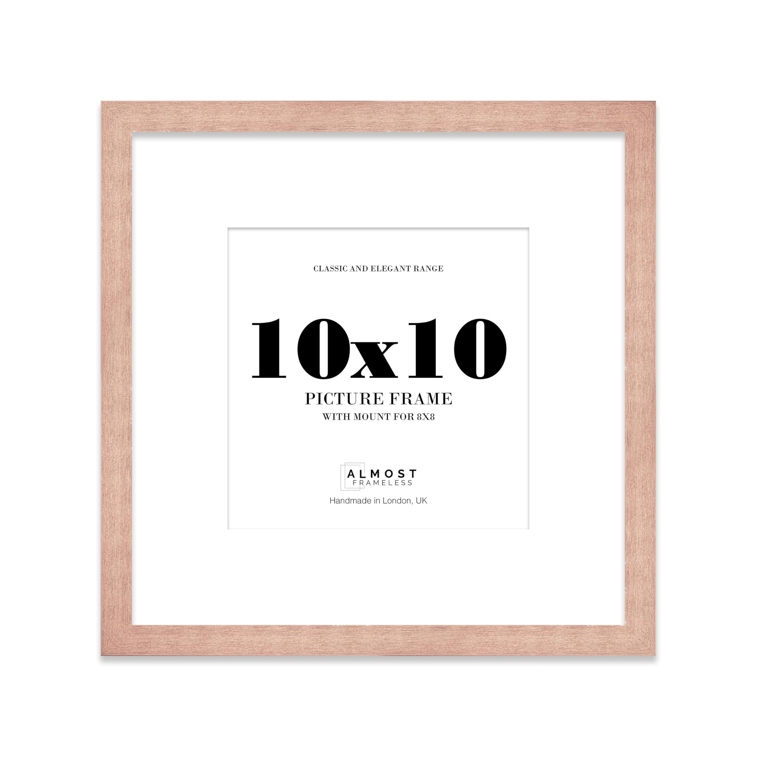 10x10 Bronze Picture Frame with Mount for 8x8 Photos, Prints - Modern Square Wall Frame, 1 Pack