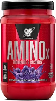 Amino X Muscle Recovery & Endurance Powder with BCAAs, 10 Grams of Amino Acids, Keto Friendly, Caffeine-Free, Support Endurance, Zero Sugar, Grape, 30 servings, 15.34 Ounce (Packaging May Vary)