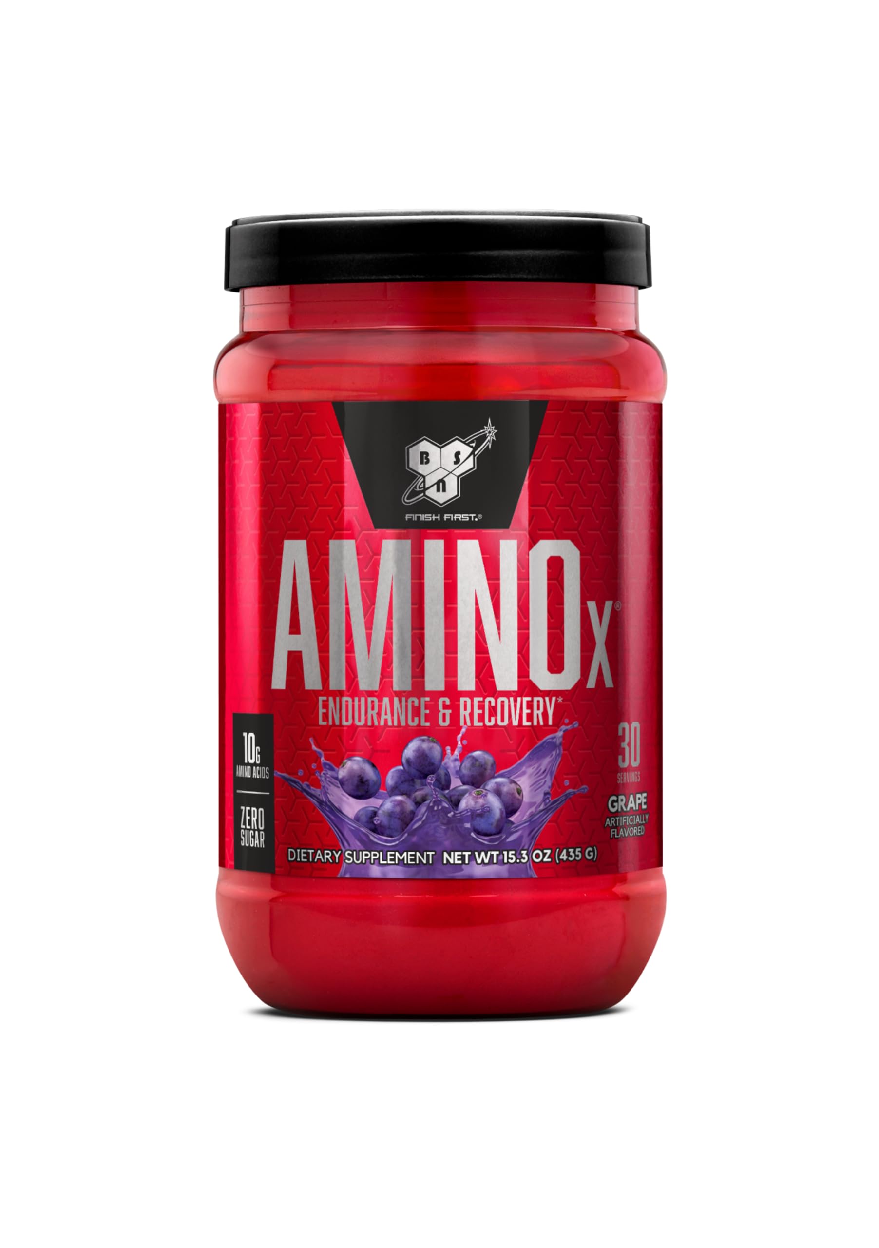 Amino X Muscle Recovery & Endurance Powder with BCAAs, 10 Grams of Amino Acids, Keto Friendly, Caffeine-Free, Support Endurance, Zero Sugar, Grape, 30 servings, 15.34 Ounce (Packaging May Vary)