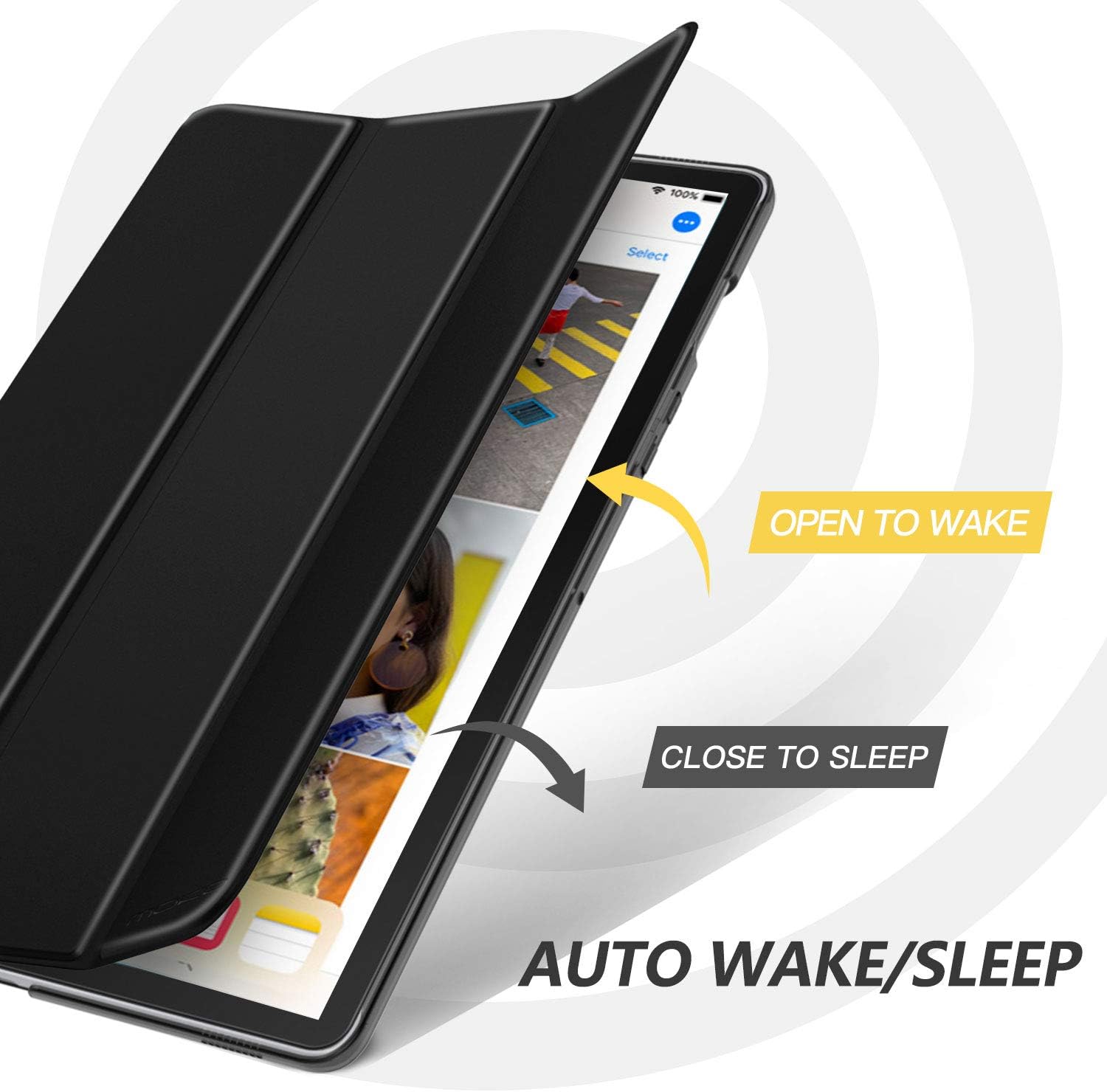 MoKo Case Fit Samsung Galaxy Tab S5e 2019, Ultra Thin Slim Shell Trifold Stand Cover with Frosted Back with Auto Wake & Sleep for Galaxy Tab S5e SM-T720/SM-T725 2019 Tablet - Black