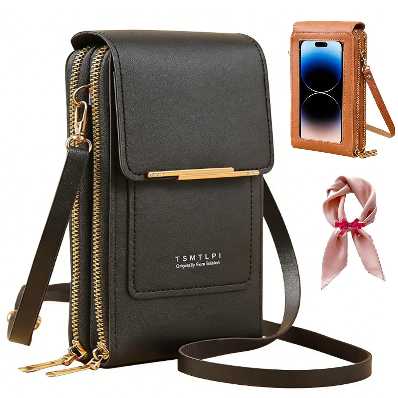 2026 Small Touchscreen Phone Crossbody Bag for Women,Anti-Theft Leather Messenger Bag Rfid Block Mobile Phone Purse - 1