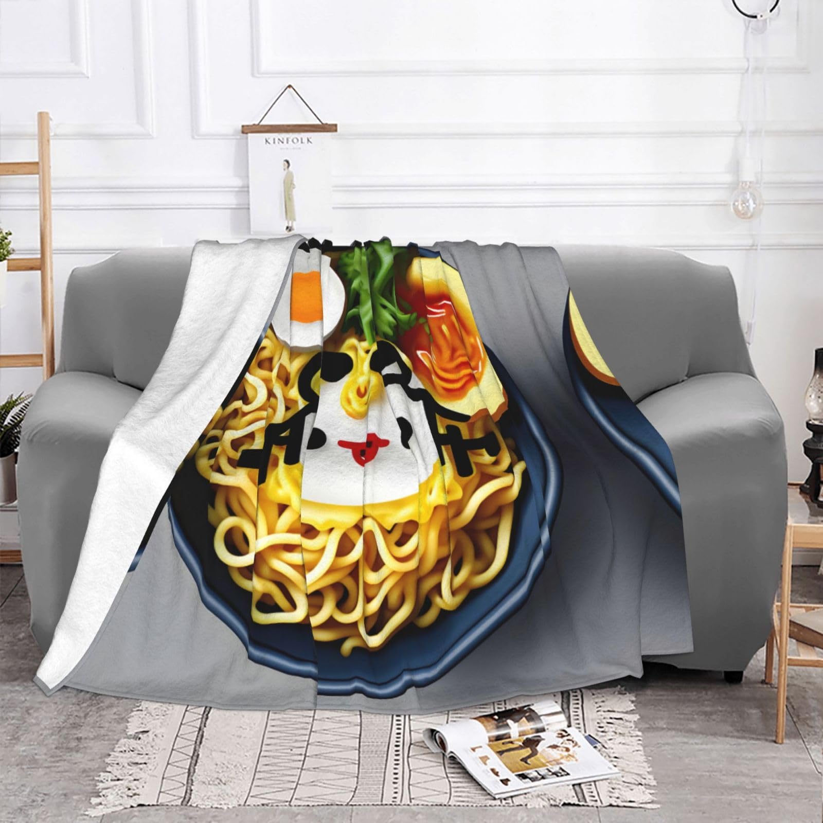 Superweicher Überwurf für Eierbecher, Nudeln, Ramen-Decke für Sofa, Couch, Bett, waschbar, gemütliche Decken für alle Jahreszeiten, 152,4 x 203,2 cm