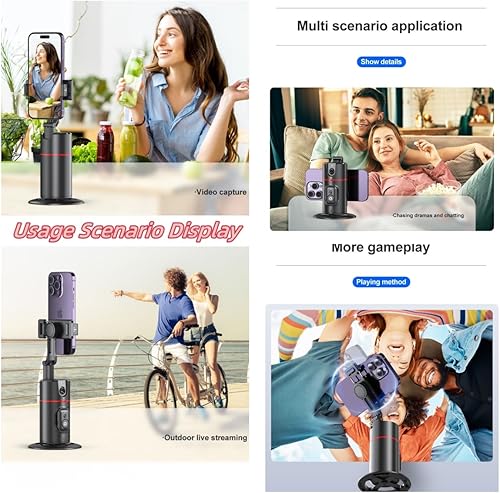 Miniatura 5 de Control remoto de trípode de seguimiento facial automático, sin aplicación, soporte de teléfono de seguimiento inteligente, rotación de 360, soporte