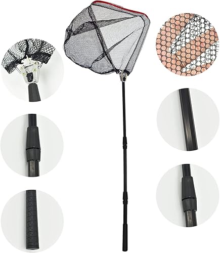 Miniatura 4 de Senston Red de pesca plegable, red de aterrizaje telescópica, red de pesca plegable de agua dulce, fácil transporte y almacenamiento, red de pesca